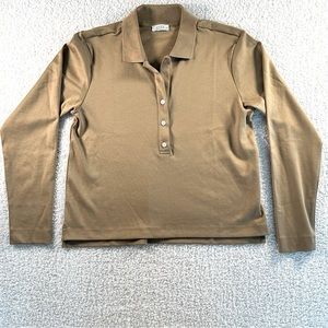 Women's Tan Long Sleeve Polo Shirt